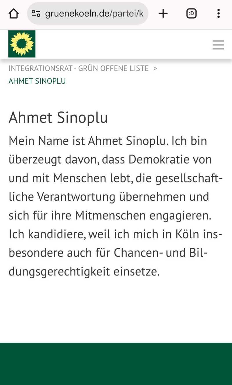 Sinoplu auf der Website der Grünen Köln.