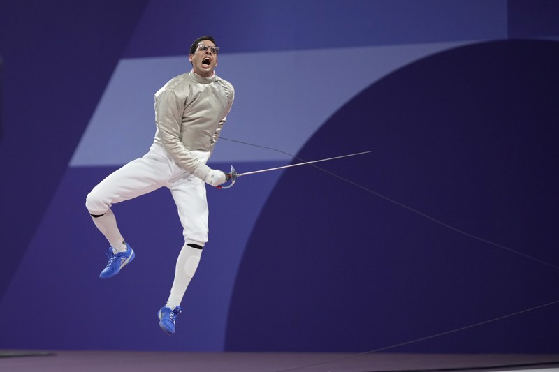 Mohamed Amer nach einem Fechtkampf bei den olympischen Spielen