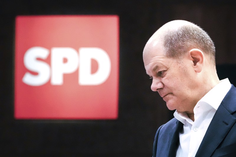 Olaf Scholz auf dem Parteitag in Berlin.