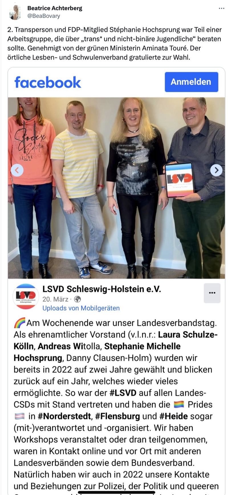 FDP Mitglied Stephanie Hornung war Mitglied in einem Ausschuss, der über trans und nicht-binäre Jugendliche beraten hat.