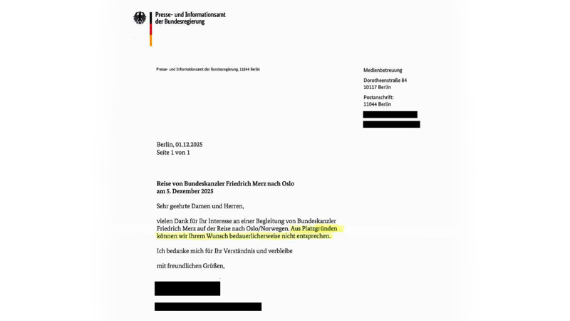 Kurzer Tagestrip des Kanzlers nach Oslo? Trotz rechtzeitiger Anmeldung leider schon ausgebucht.