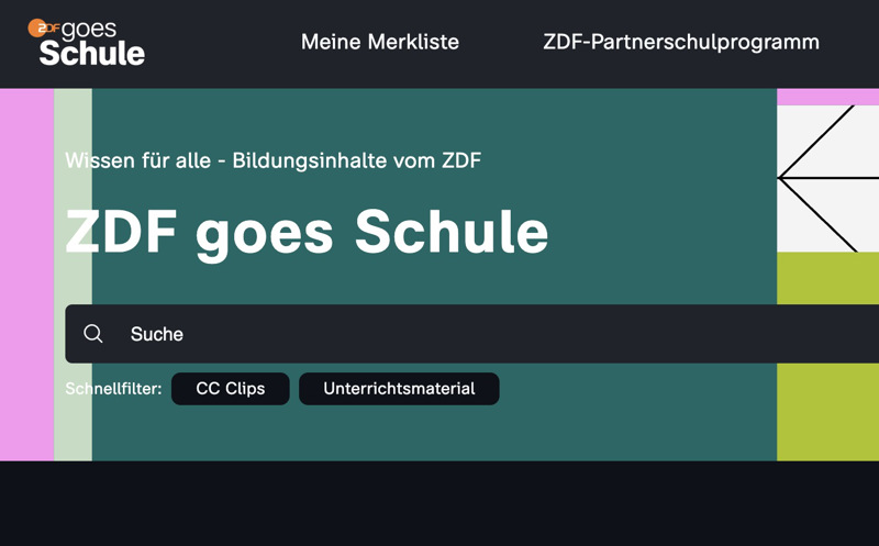 Das ZDF versorgt Schulen mit „Bildungsinhalten“ und Unterrichtsmaterial.