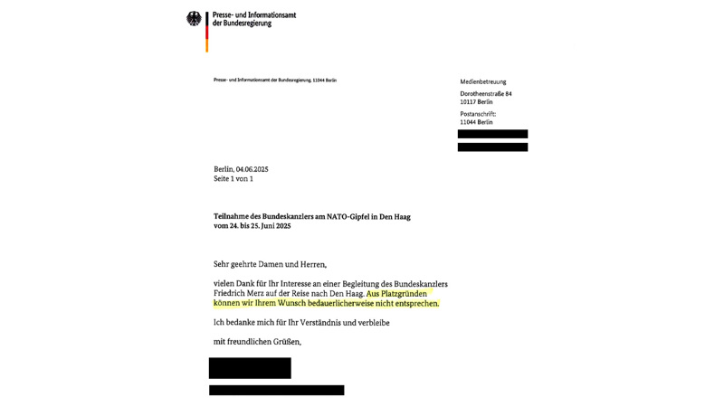 Ohne NIUS nahm Friedrich Merz am NATO-Gipfel in Den Haag teil.