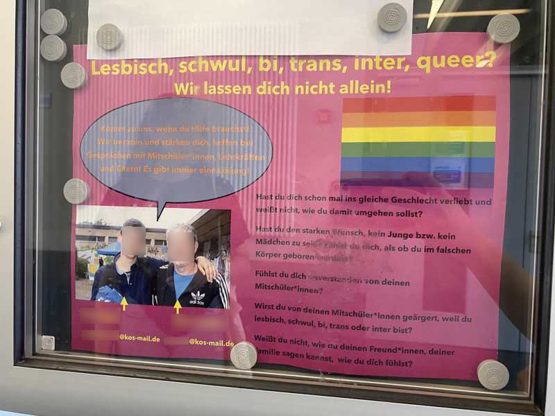 Das Diversity-Team der „Kopernikus Oberschule Steglitz“ ruft ihre Schüler auf, sich bei ihnen zu melden, falls sie sich als „trans“ identifizieren.