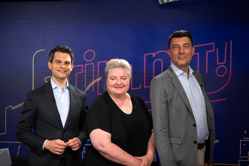 Christoph Ploß (CDU), Antje Hermenau (ehem. Bundestagsabgeordnete der Grünen) und Energie-Ökonom Björn Peters diskutierten bei Stimmt! Der Nachrichten-Talk