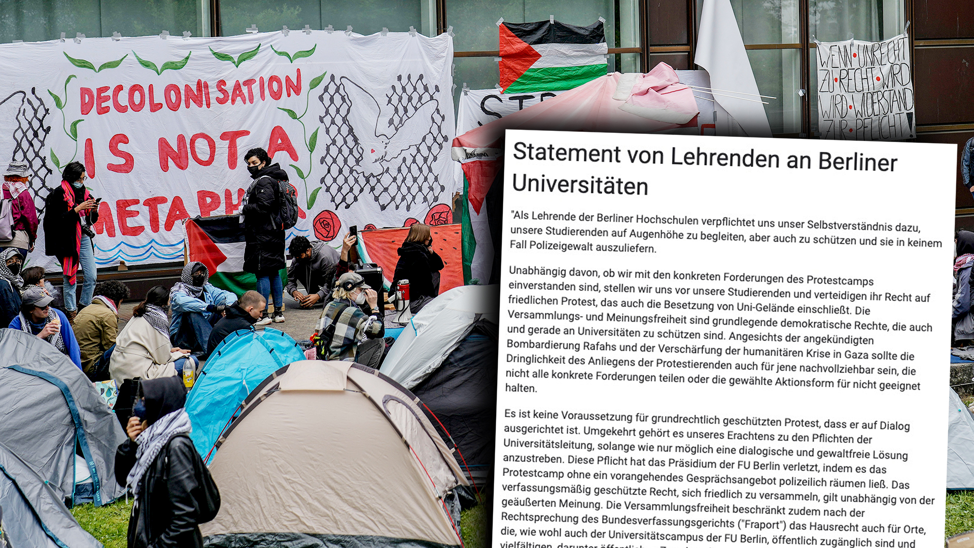 Das Lehrpersonal hat sich mit linken Uni-Besetzern solidarisiert.