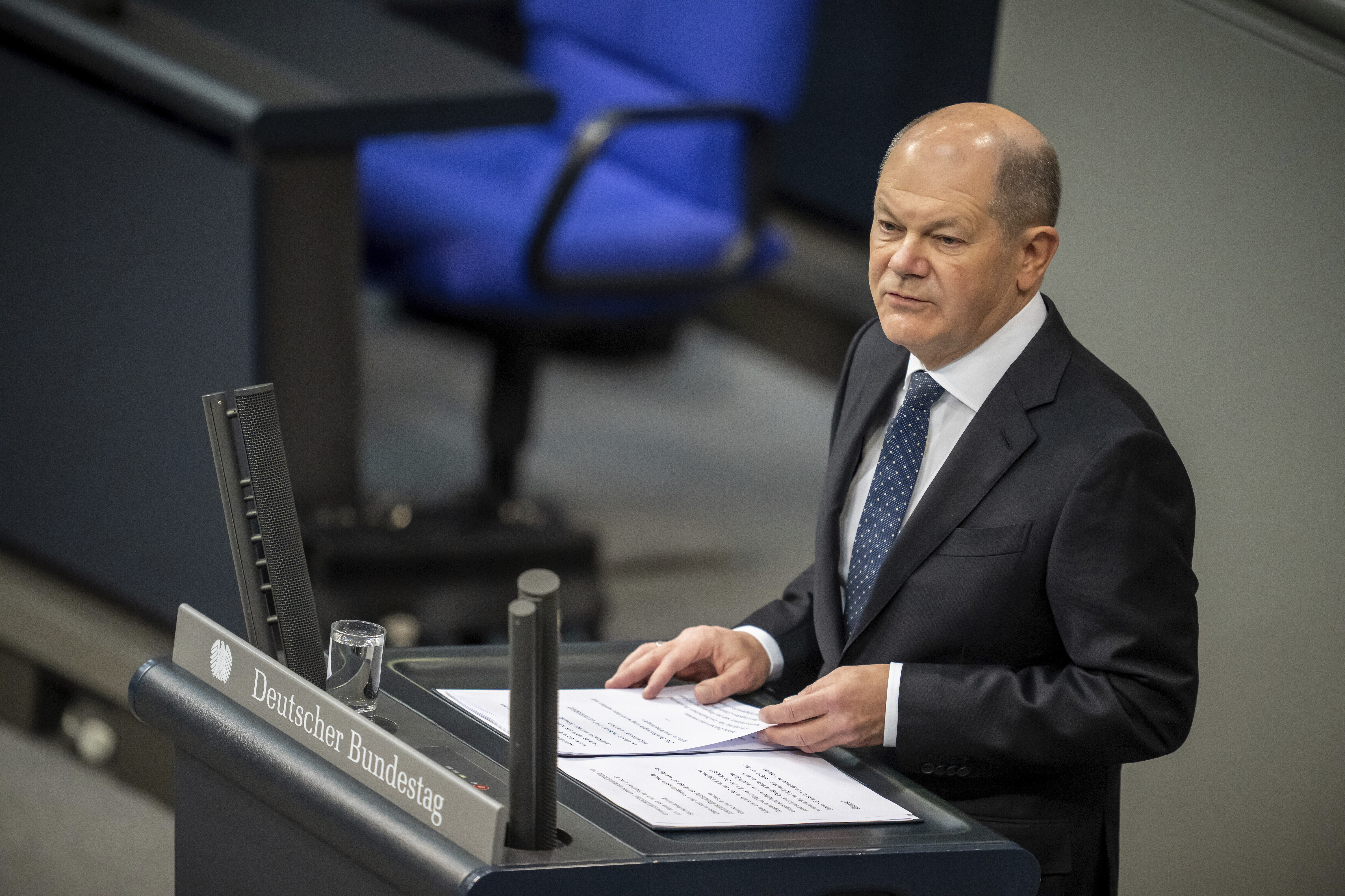 Bundeskanzler Scholz bei seiner Regierungserklärung im Bundestag.