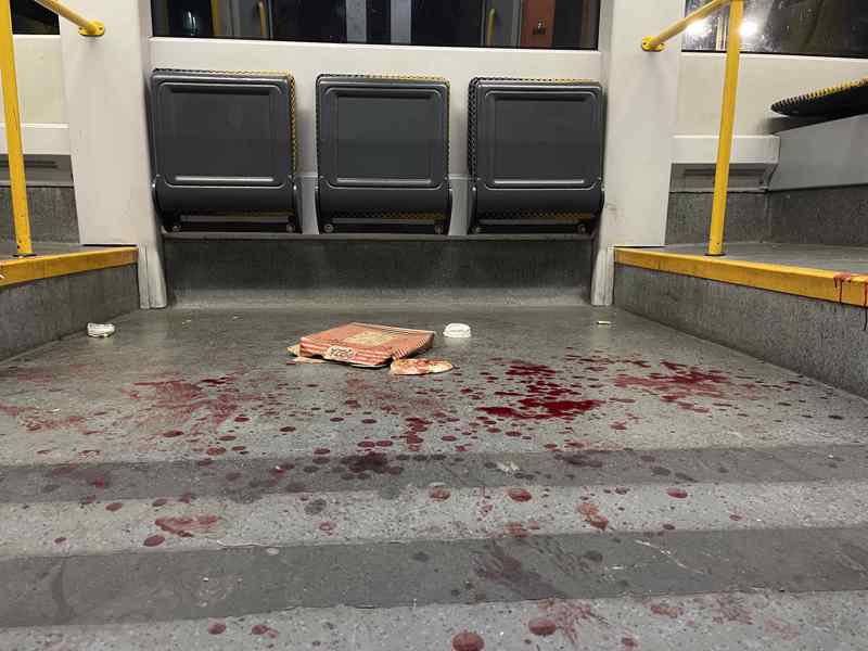 Die Straßenbahn der Dresdner Verkehrsbetriebe stoppte nach der Tat am Neustädter Markt.