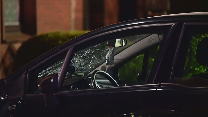 Das zerstörte Auto nach der Tat