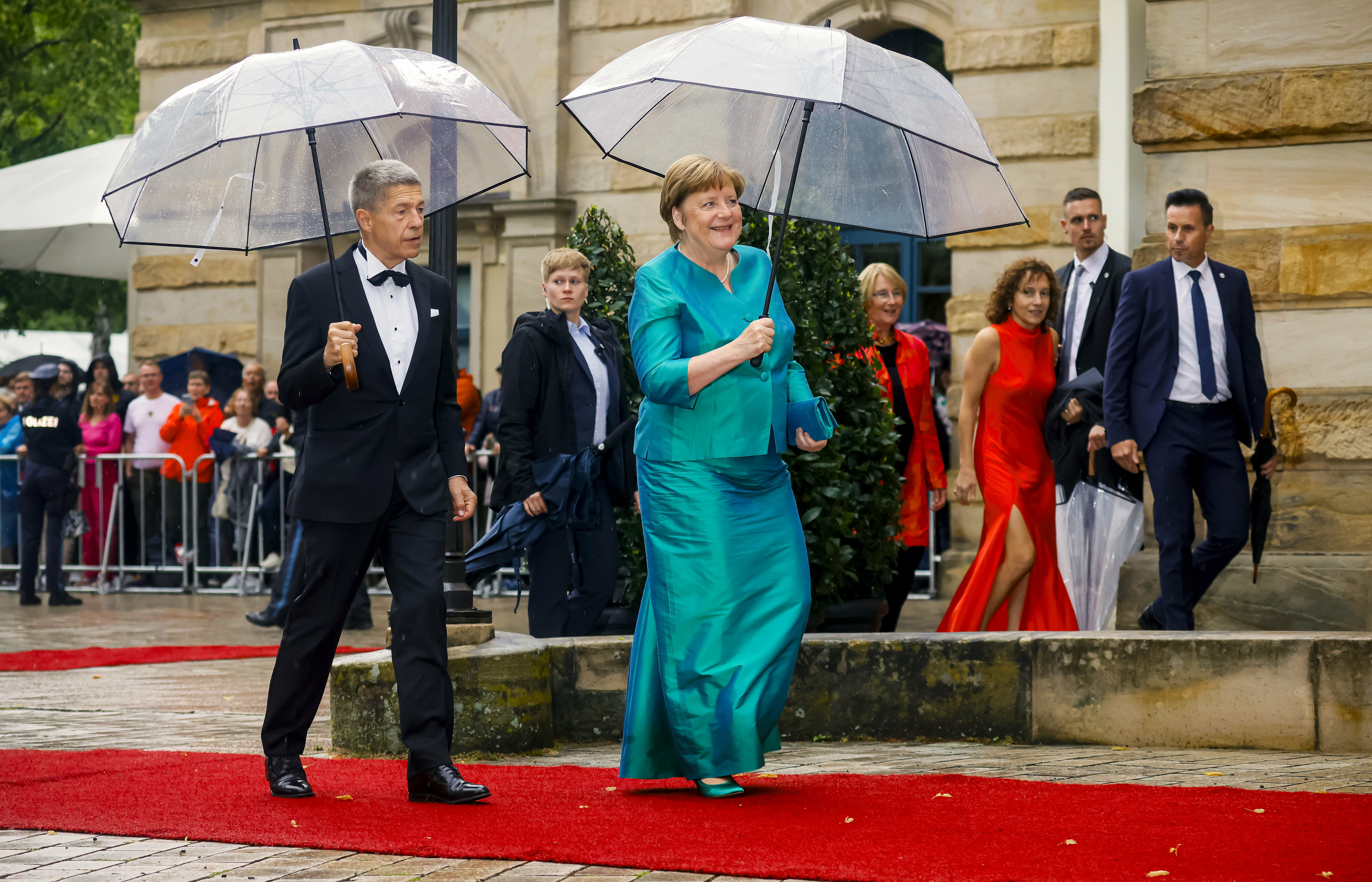 Die ehemalige Bundeskanzlerin, Angela Merkel, ist seit Jahren regelmäßiger Gast in Bayreuth. Das Foto entstand im Sommer 2023.