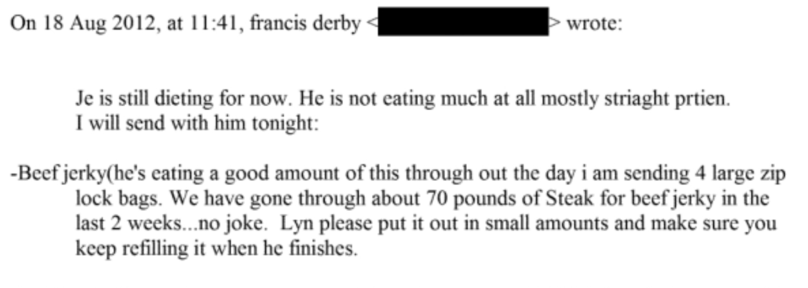 Das Fleisch wurde für Epstein in rauen Mengen hergestellt.