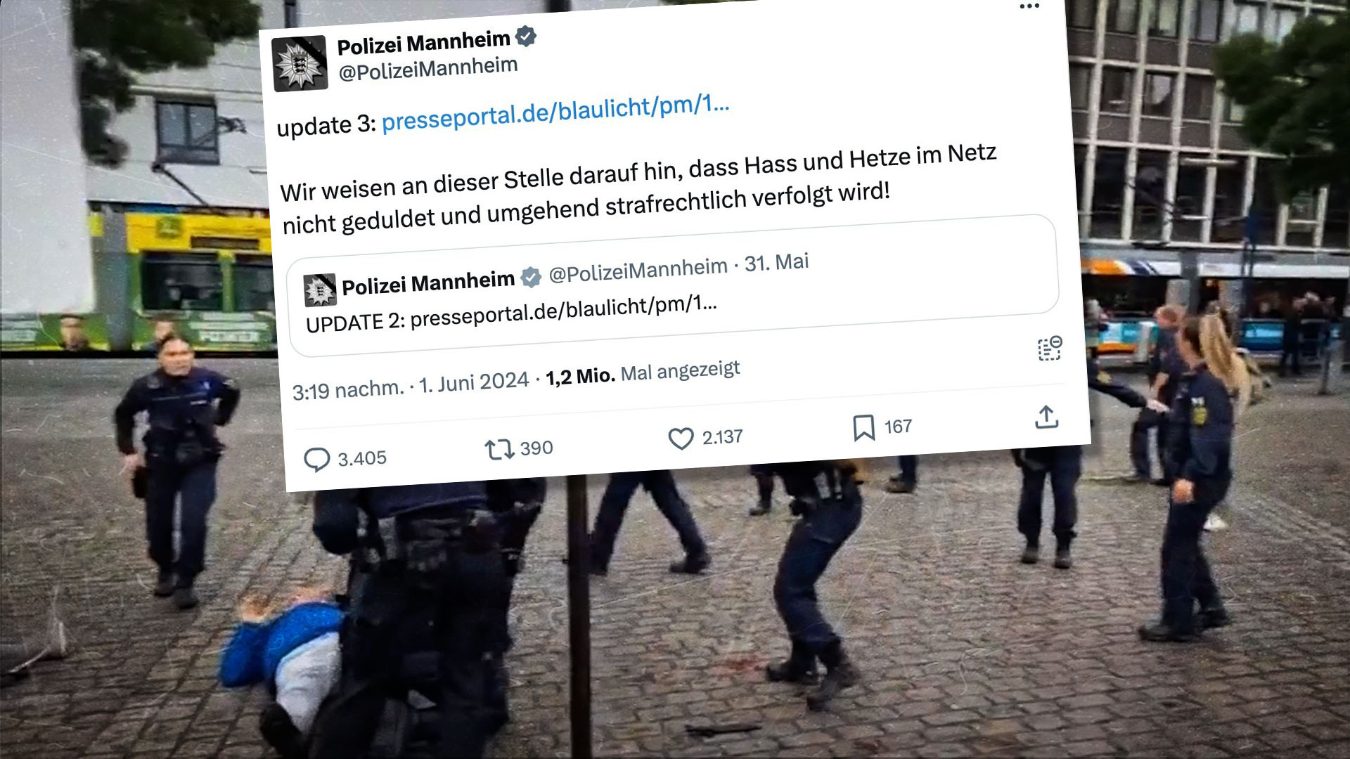 Kollege Erstochen: Polizei Mannheim Droht Usern Mit Anzeigen Wegen ...