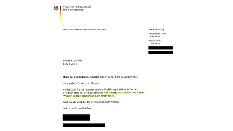 Mit dem spanischen Amtskollegen Sánchez sprach Merz über Ukraine-Hilfen. Leider konnte NIUS „aus Platzgründen“ nicht mitreisen.