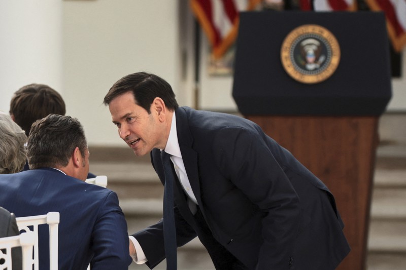 US-Außenminister Marco Rubio war ebenfalls im Publikum der Zeremonie, welche im Rosengarten des Weißen Hauses stattfand.
