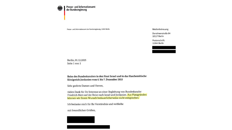 Auf der Reise nach Israel und Jordanien darf NIUS den Bundeskanzler leider nicht begleiten.