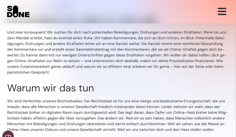 So beschreibt die „So Done“-Agentur, was sie im Netz tun.