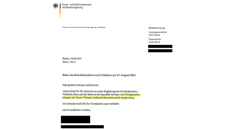 Auch auf seiner Reise nach Moldau konnte der Kanzler die Journalisten von NIUS leider nicht berücksichtigen.